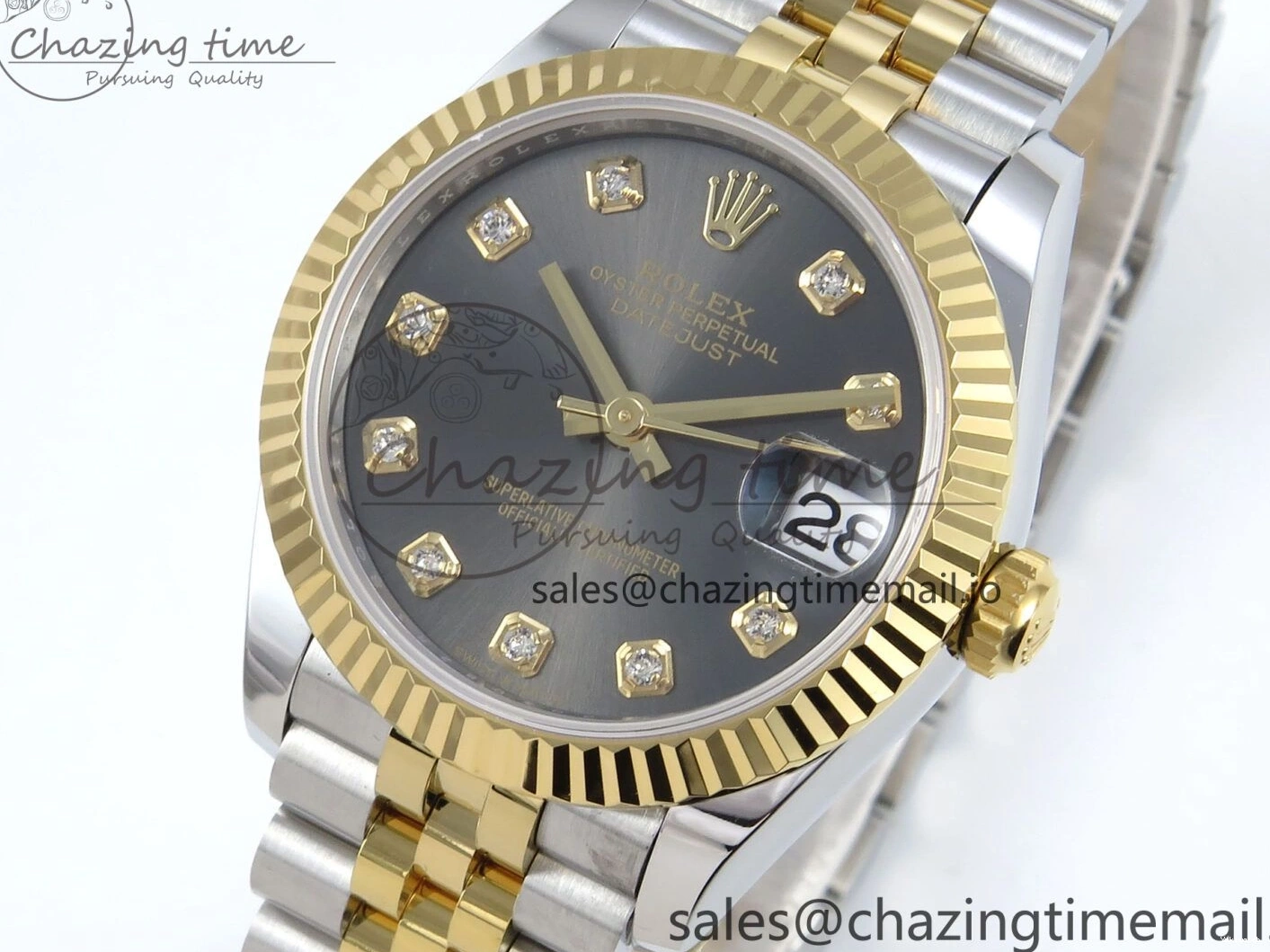 Best ETA 31 904L 278273 1:1 Edition Steel DateJust Bracelet Gray on YG 2688 SS Jubilee Diamonds Dial ARF 0206